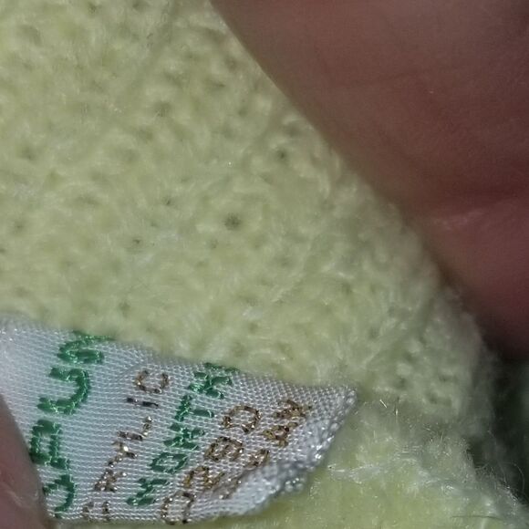 Vintage Handmade Knit Crochet Baby girl dress Yellow & white soft spun made in J - Picture 8 of 9